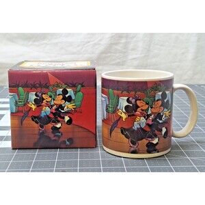 Vintage Walt Disney Mug Applause Dancing Goofy Mickey Pluto Minnie with Box 1980